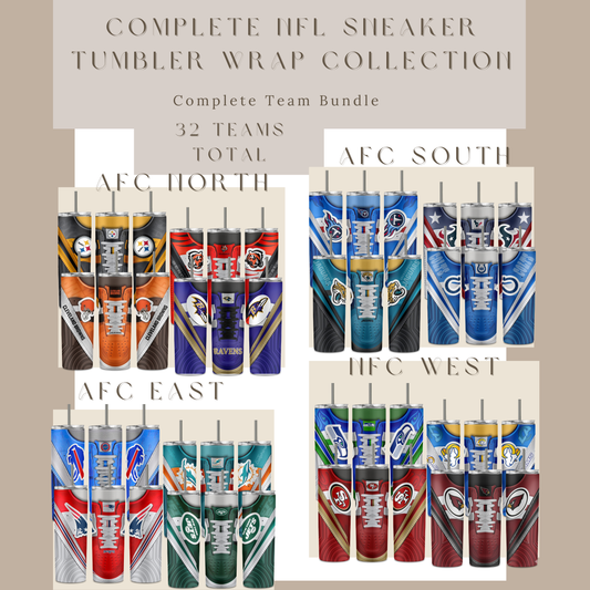 Digital NFL Sneaker Tumbler Complete Collection Bundle - All 32 teams