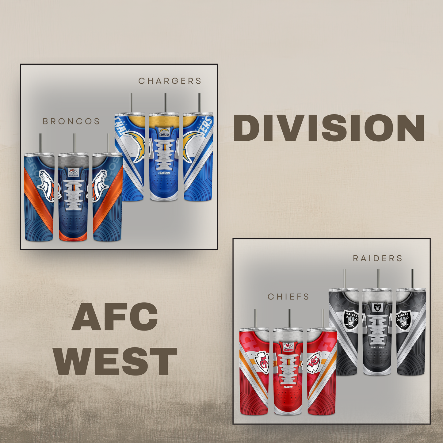Digital NFL Sneaker Tumbler Division AFC West Bundle