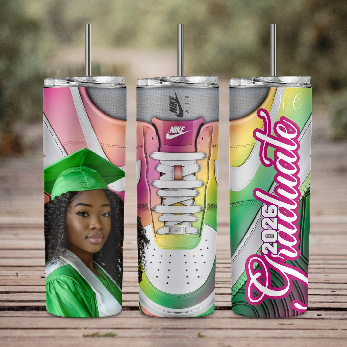 Grad Sneaker Tumbler Wrap PNG | Class of 2026 Tumbler Design | Canva Template