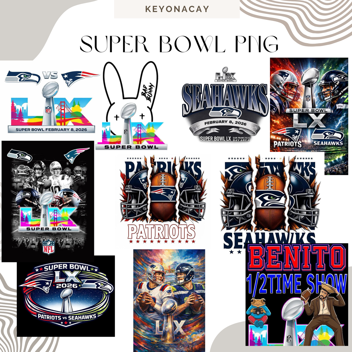 Super Bowl / Benito Bowl PNG Bundle | Game Day Digital | Instant Download